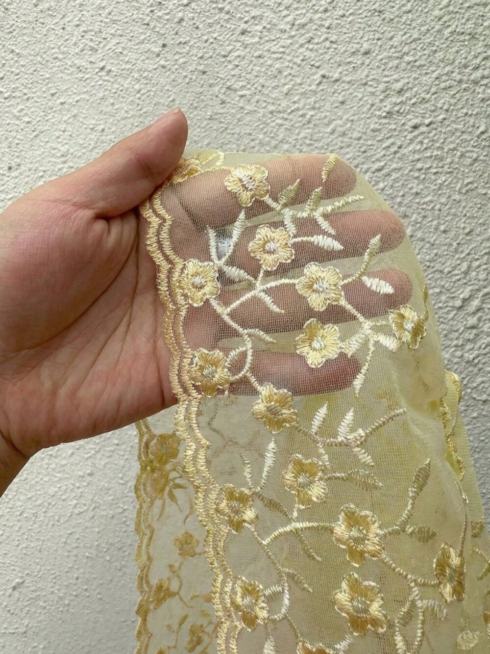 Yellow Boho Women's Lace Patchwork Floral Embroidery Ruffle Hem Halter Top - Picture 6 of 6